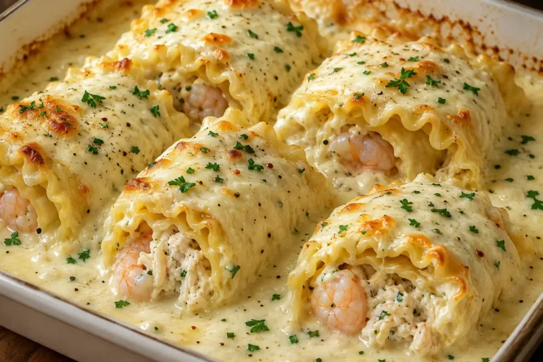 Creamy Shrimp And Crab Alfredo Lasagna Roll Ups Weeknight Win With Browned