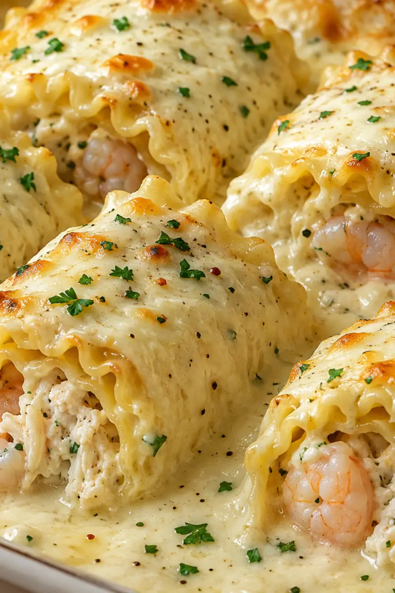 Creamy Shrimp and Crab Alfredo Lasagna Roll Ups Weeknight Win