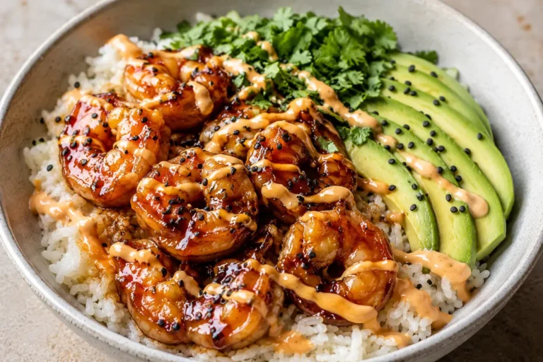 Loaded Teriyaki Shrimp Rice Bowls For Easy Dinners With Glazed Shrimp, Rice,
